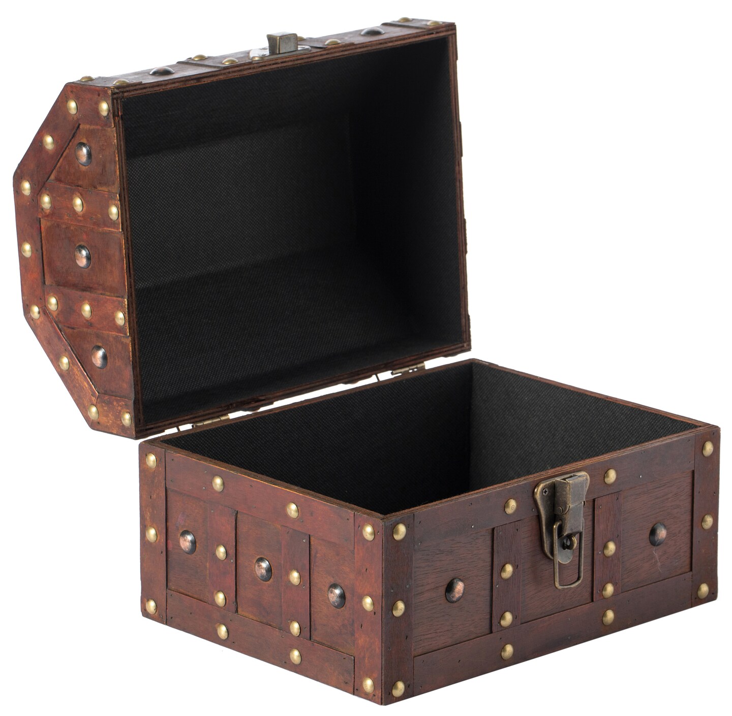 Black Vintage Caribbean Pirate Chest with Decorative Nailed Design