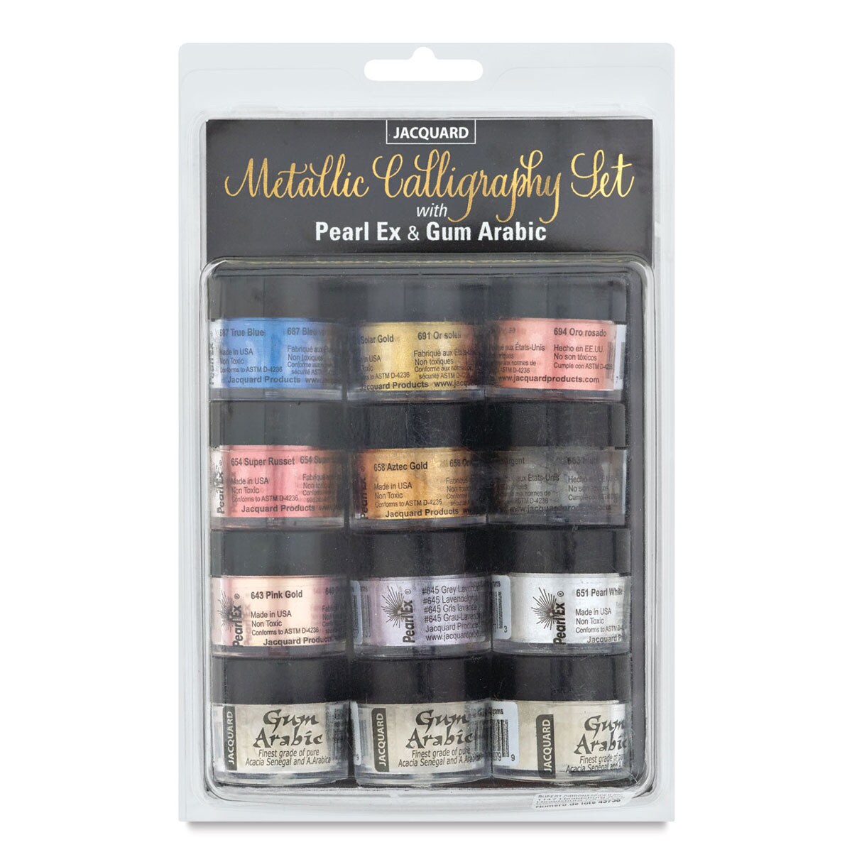 Jacquard Pearl-Ex Pigments - Metallic Calligraphy Set w/Gum Arabic
