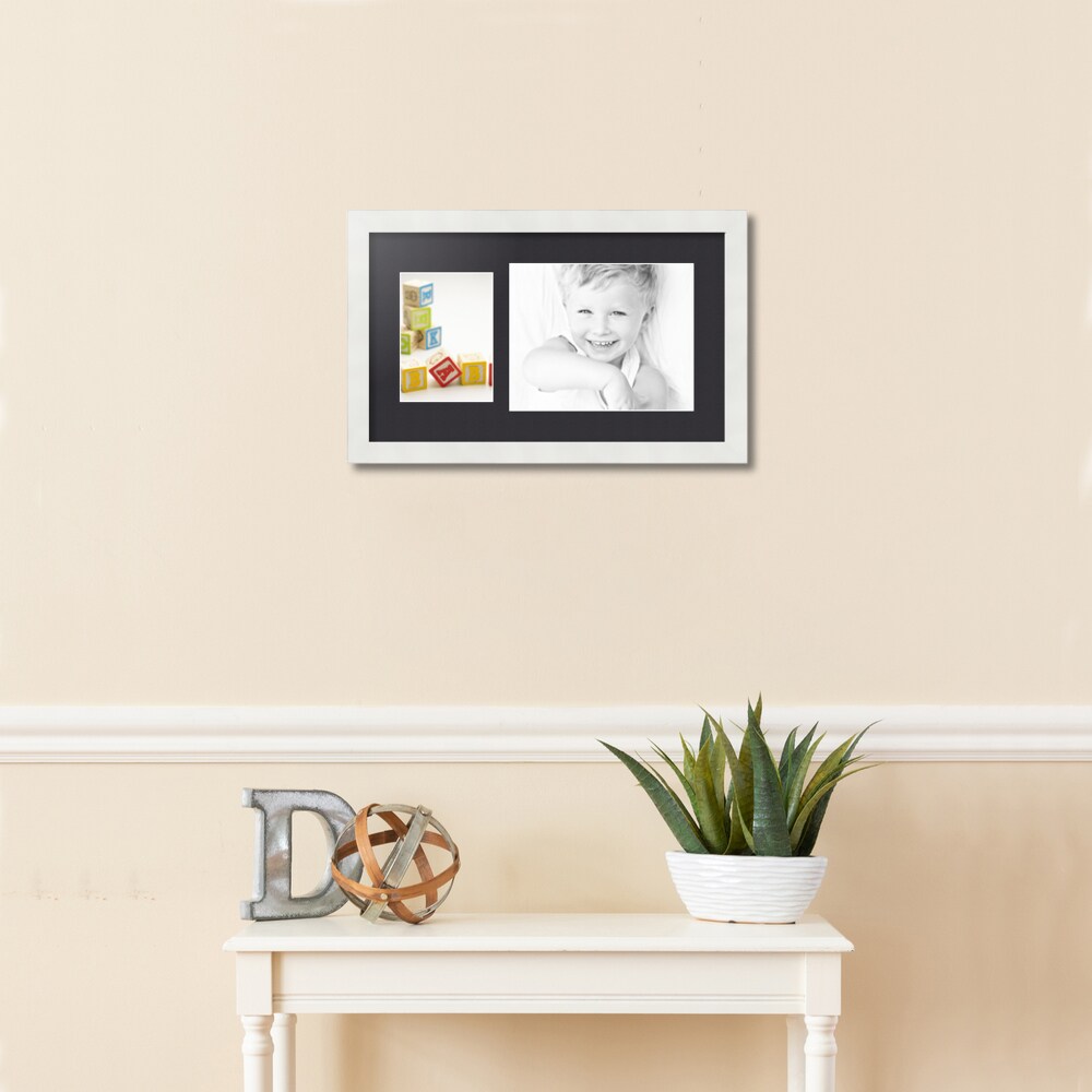 ArtToFrames Collage Photo Picture Frame with 1 - 5x7, 8x10 inch Openings, Framed in White with Over 62 Mat Color Options and Regular Glass (CSM-3966-166)