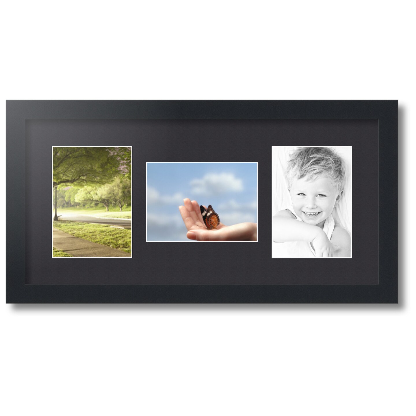 ArtToFrames Collage Photo Picture Frame with 3 - 5x7 inch Openings, Framed in Black with Over 62 Mat Color Options and Plexi Glass (CSM-3926-114)