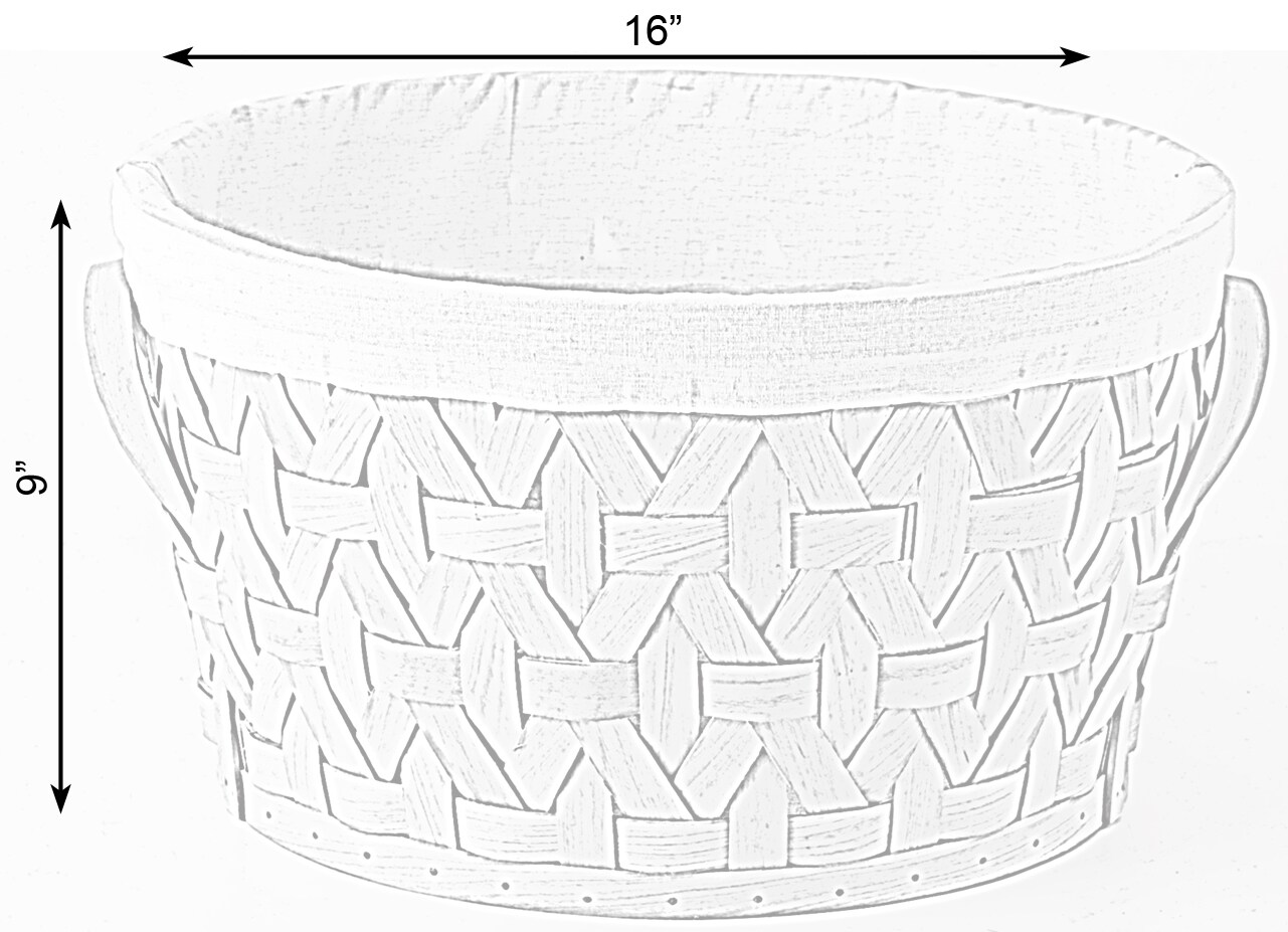 Wooden Round Display Basket Bins, Lined with White Fabric, Food Gift Basket