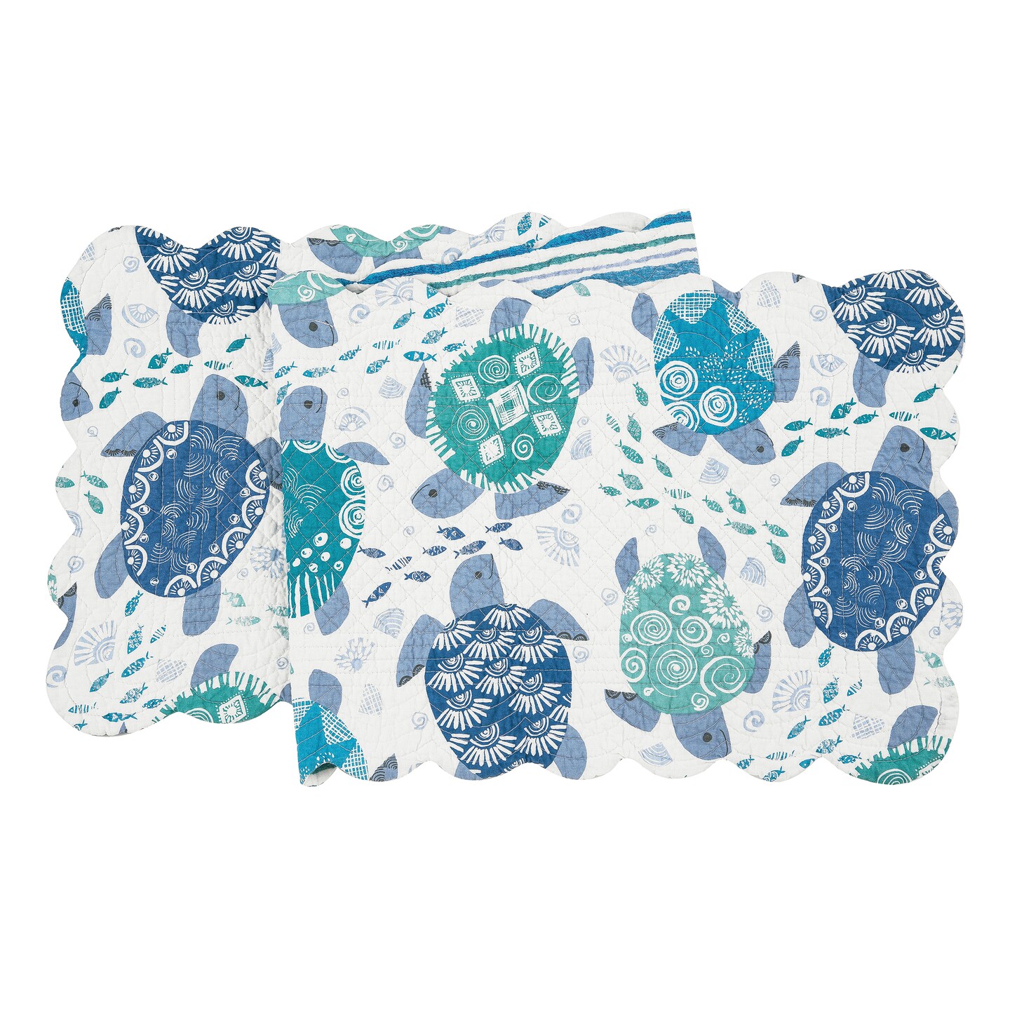 14&#x22; x 51&#x22; Turtle Bay Stripes Quilted Reversible Rectangle Table Runner