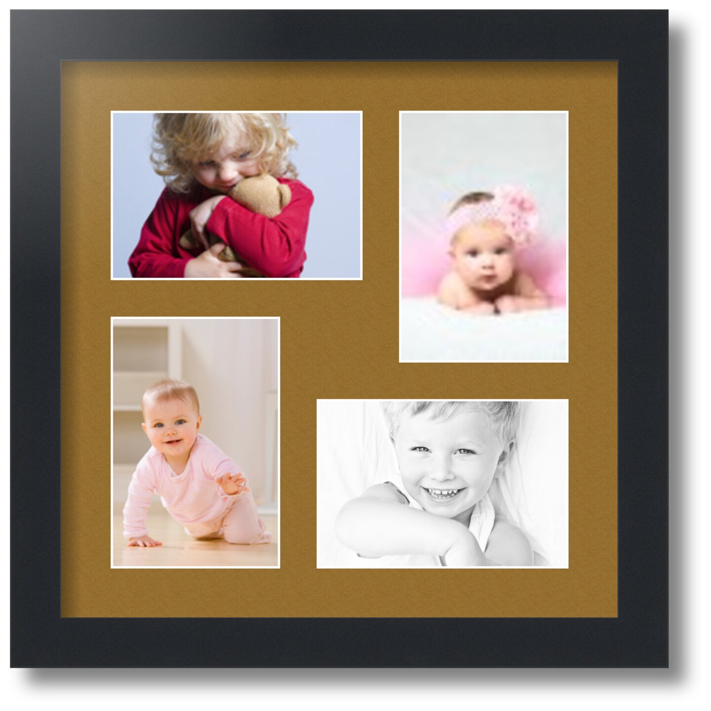 ArtToFrames Collage Photo Picture Frame with 4 - 4x6 inch Openings, Framed  in Black with Over 62 Mat Color Options and Regular Glass (CSM-3926-178)