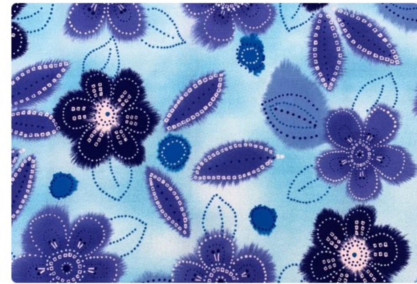 Balique Azure Blue Indigo Floral Cotton Fabric  by Michael Miller