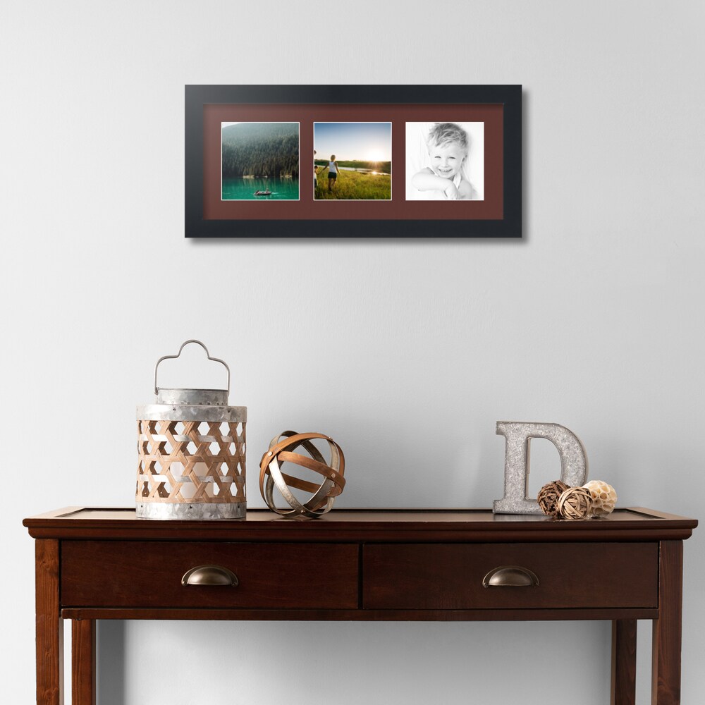 ArtToFrames Collage Photo Picture Frame with 3 - 5x5 inch Openings, Framed in Black with Over 62 Mat Color Options and Regular Glass (CSM-3926-95)