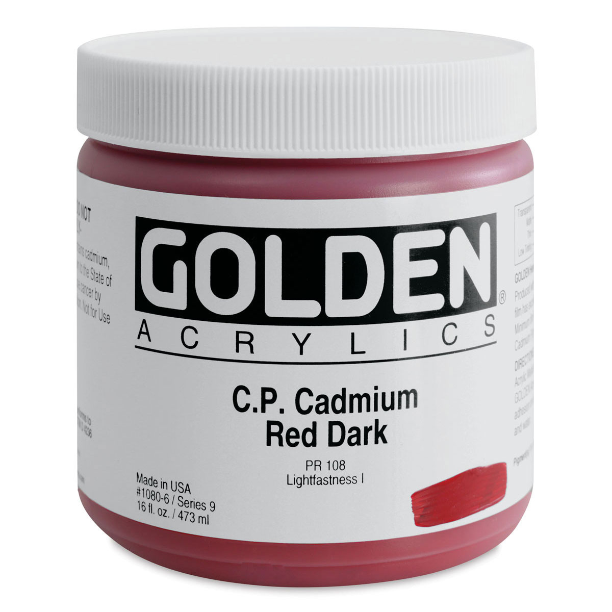 Golden Heavy Body Artist Acrylics - Cadmium Red Dark, 16 oz Jar