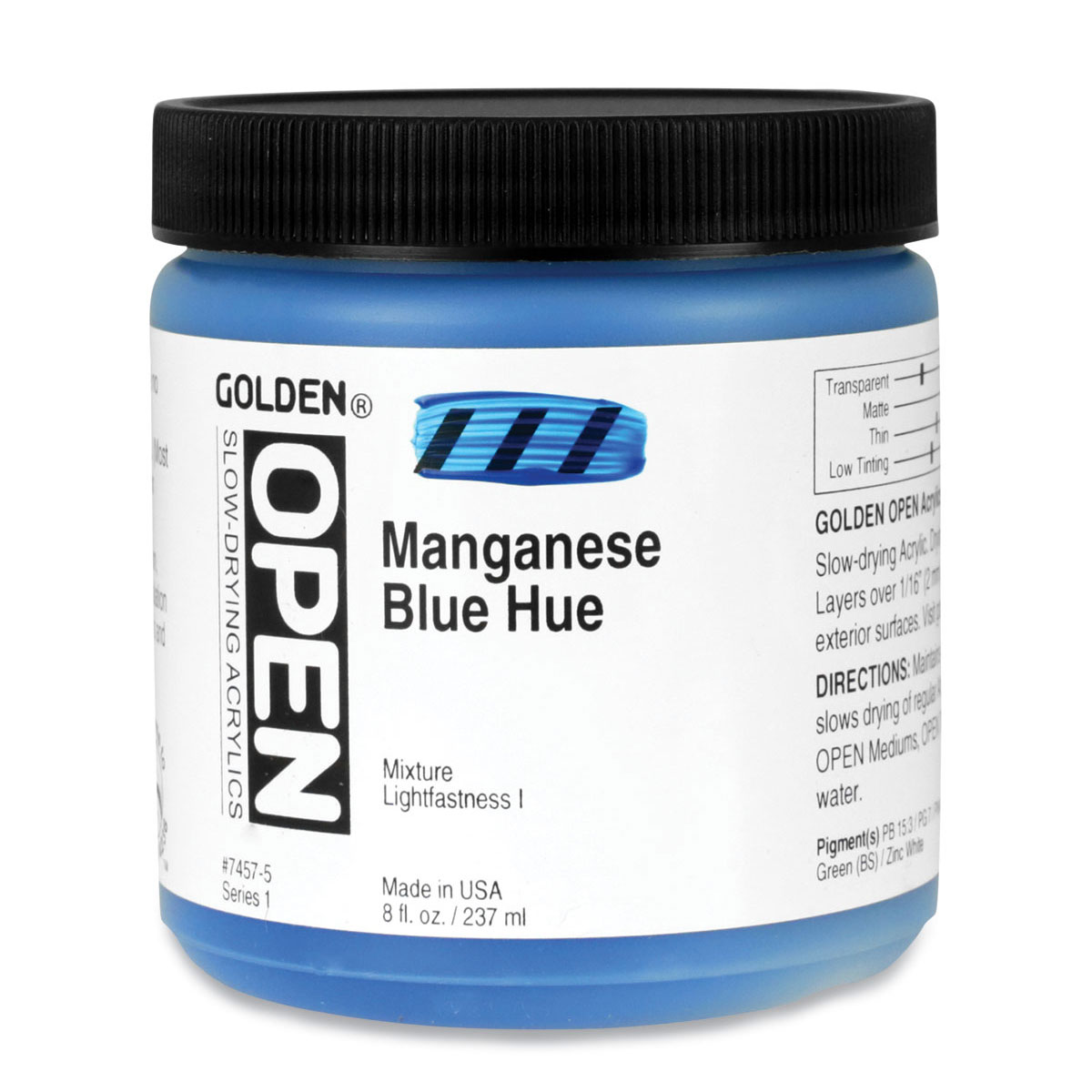 Golden Open Acrylics Manganese Blue Hue, 8 oz Jar Michaels
