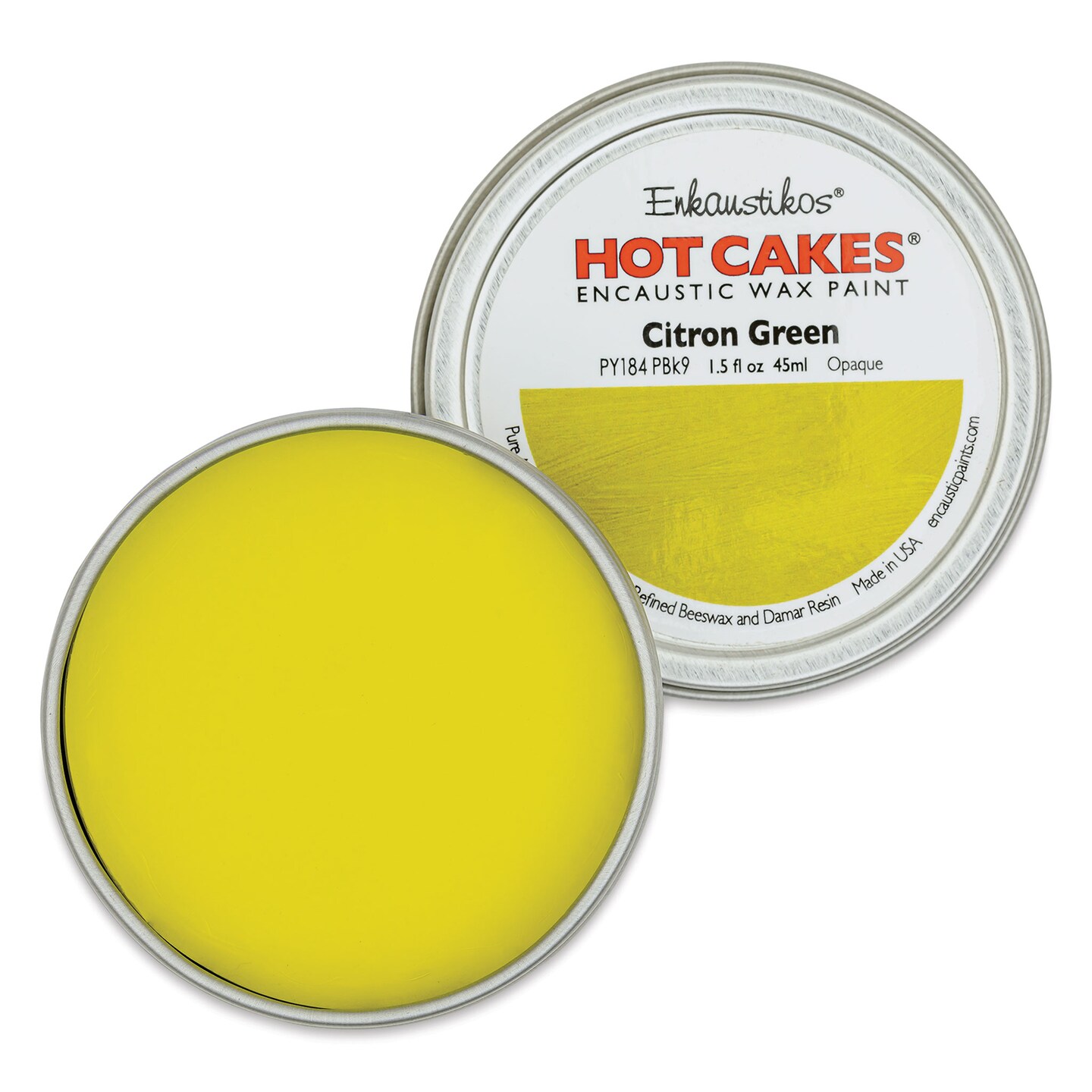 Enkaustikos Hot Cakes Encaustic Paint - Citron Green, 45 ml tin