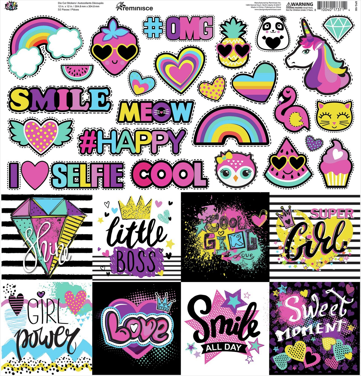 Reminisce Custom Cardstock Stickers 12&#x22;X12&#x22;-Super Girl