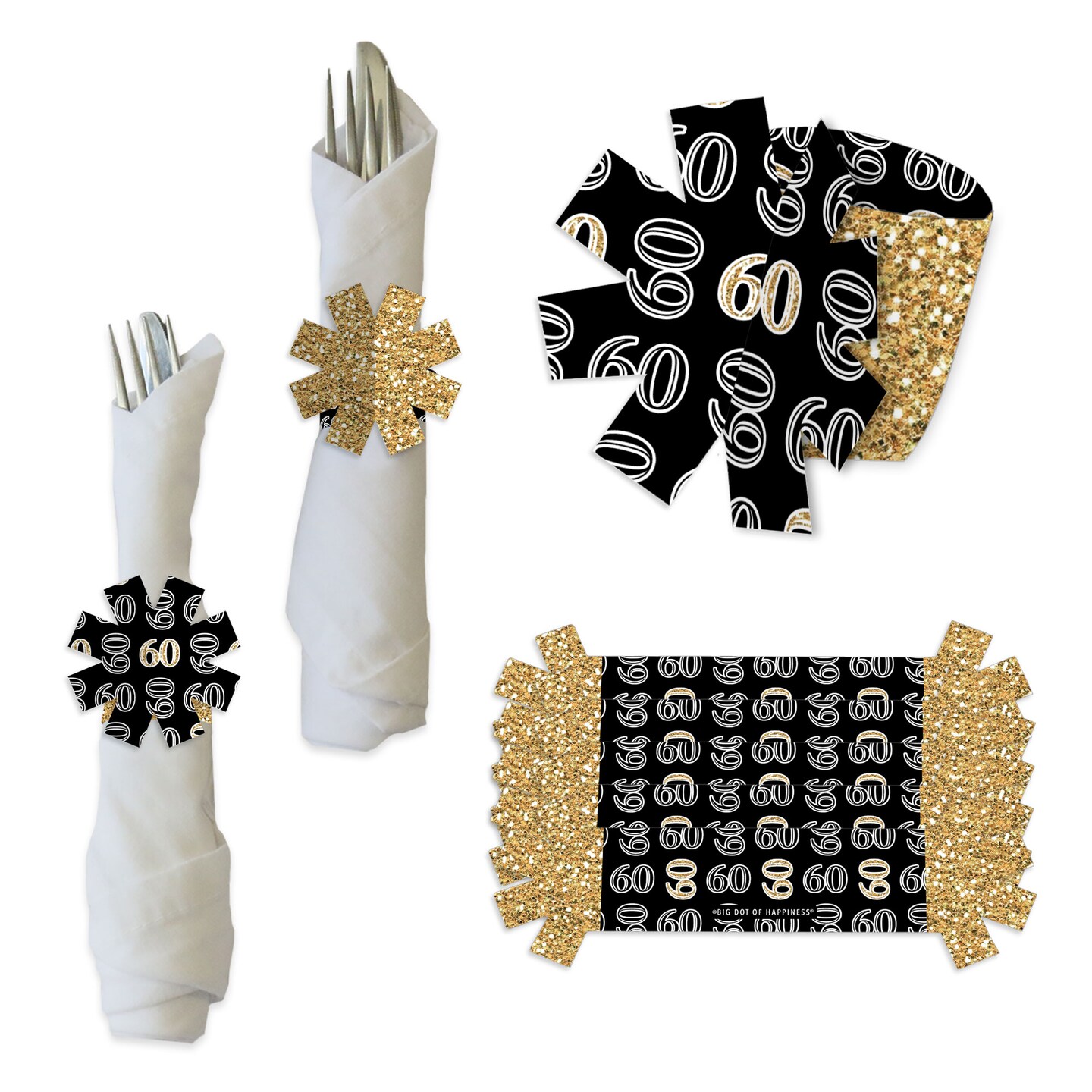 Big Dot of Happiness Adult 60th Birthday Gold Birthday Party Paper