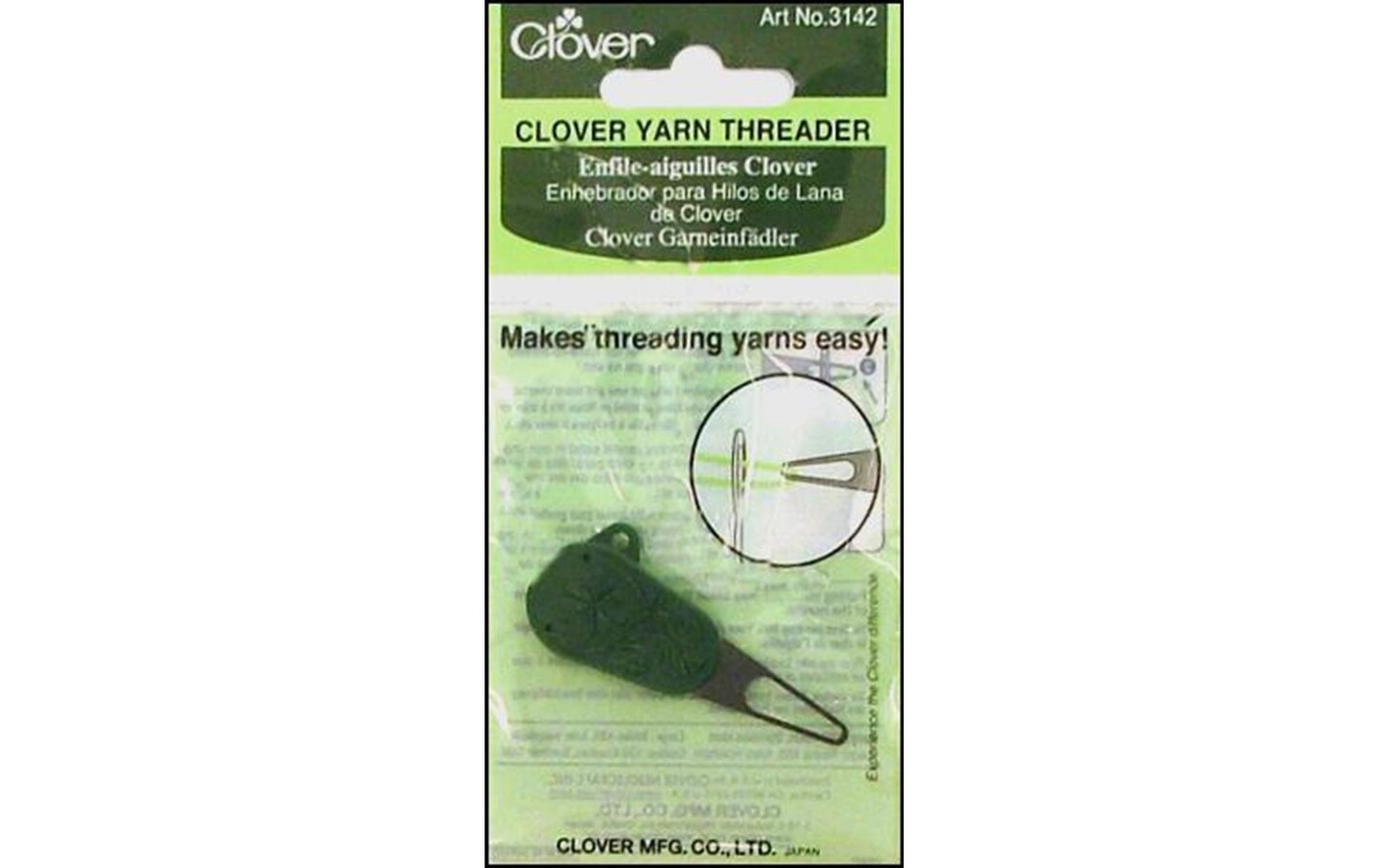 Clover Needle Threader Yarn Green Handle