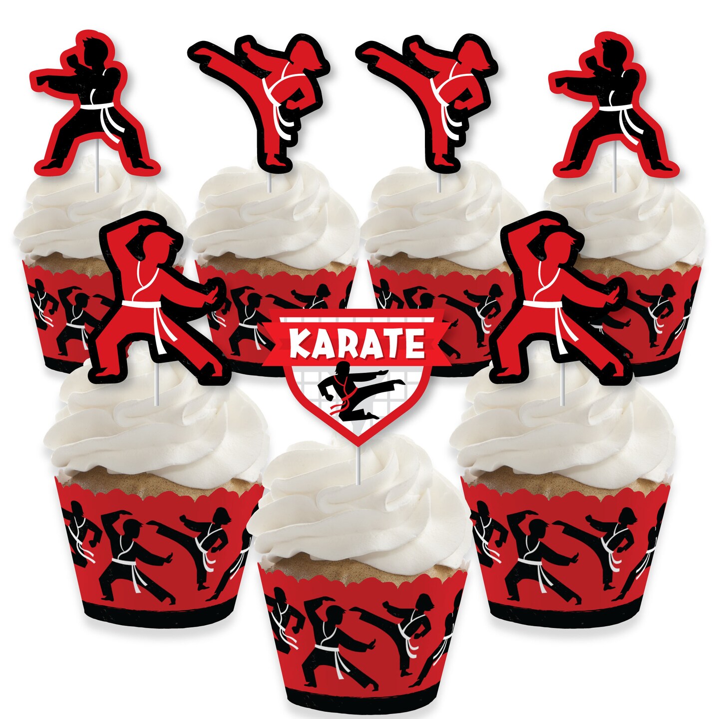 Big Dot of Happiness Karate Master - Cupcake Decoration - Martial ...