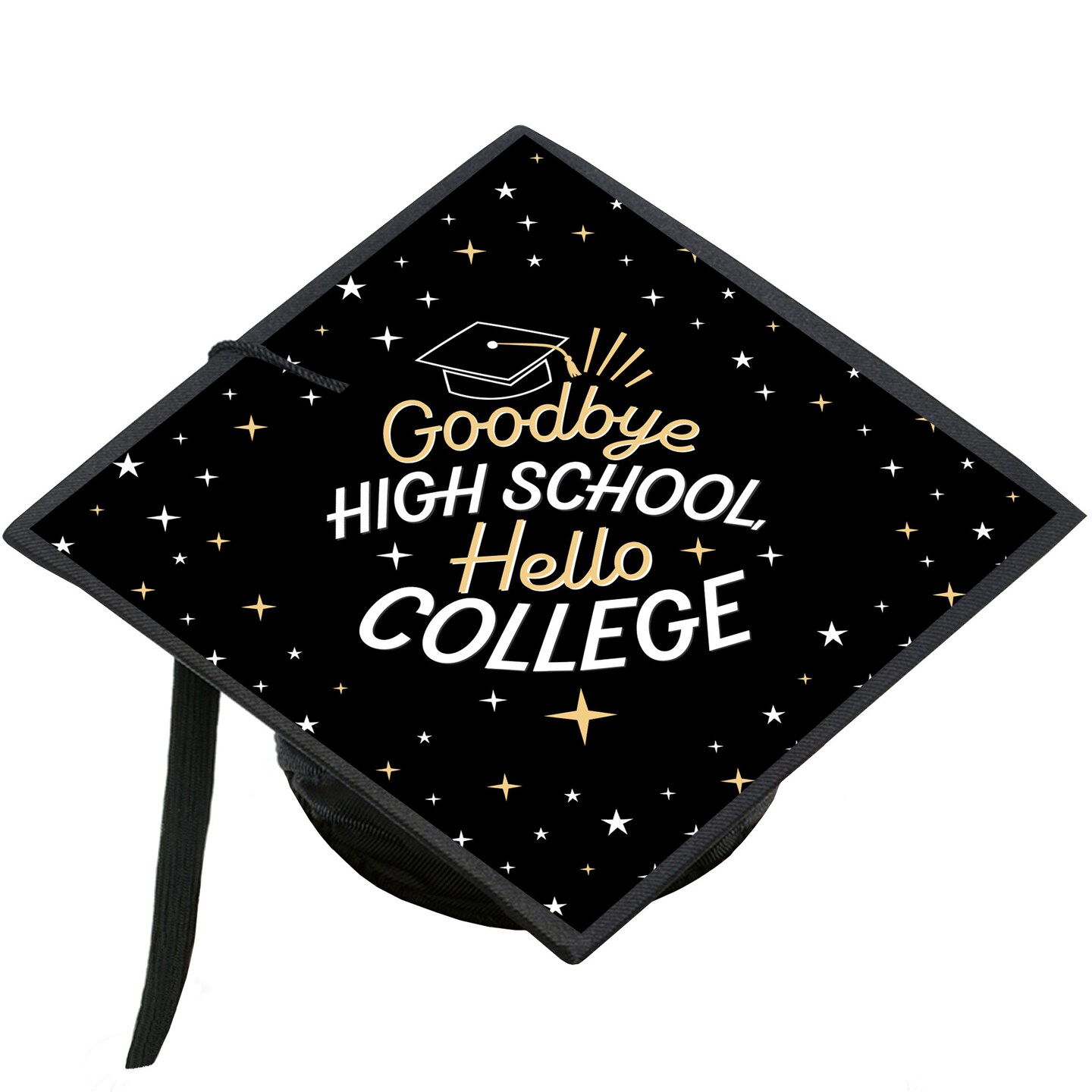 Big Dot of Happiness Goodbye High School, Hello College - Graduation Cap Decorations Kit - Grad Cap Cover