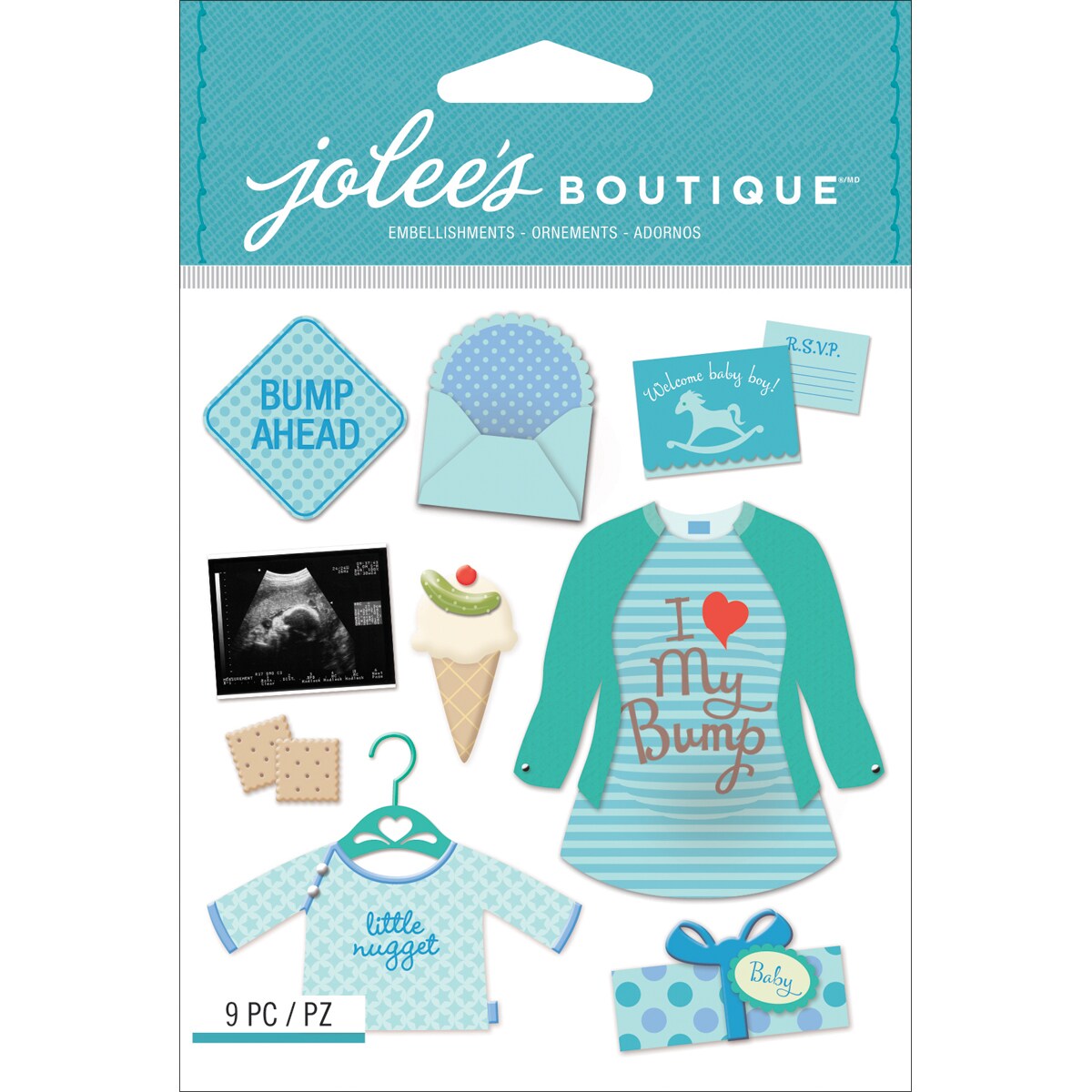 Jolee&#x27;s Boutique Dimensional Stickers-Baby Boy Pregnancy