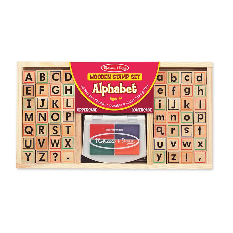 Melissa &#x26; Doug Stamp Pad Set Alphabet with Storage Tray Wooden