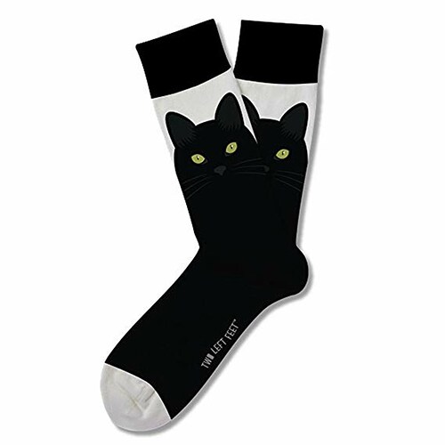 Two Left Feet Halloween Series Black Cat Men&#x27;s Socks
