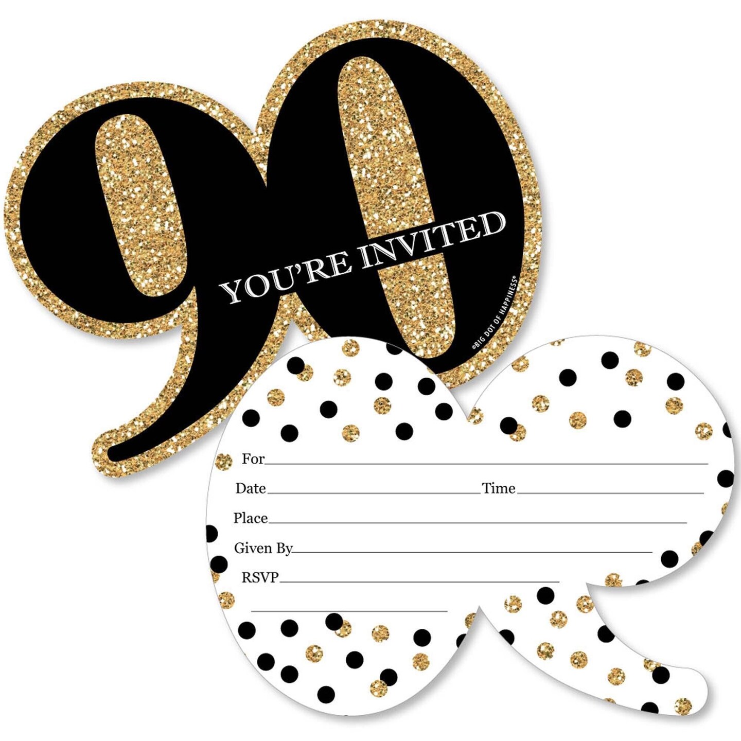 Big Dot of Happiness Adult 90th Birthday - Gold - Shaped Fill-in ...