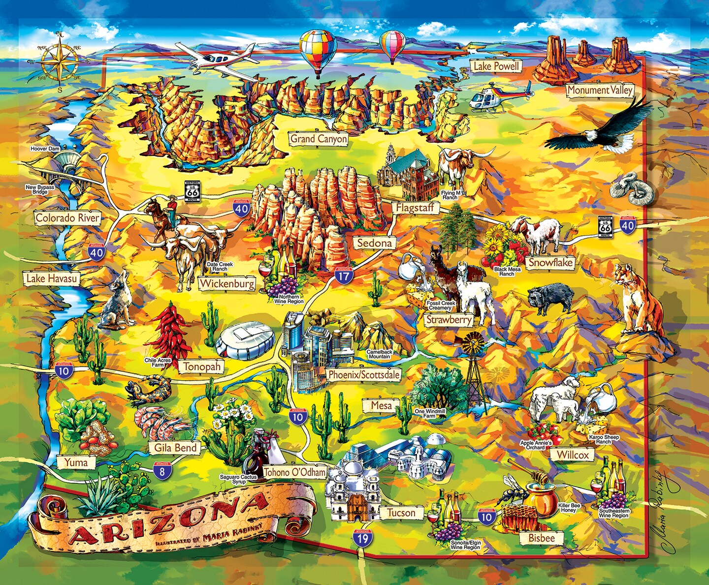 Sunsout Arizona Map 1000 pc   Jigsaw Puzzle 20525