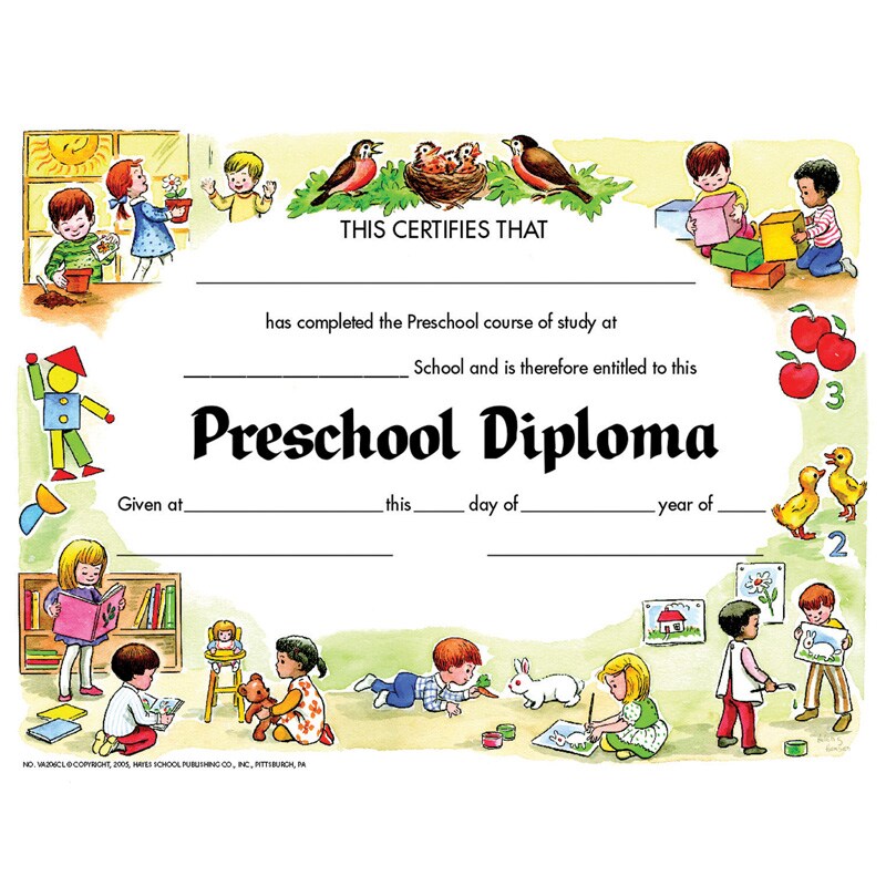 Preschool Diploma, 8.5&#x22; x 11&#x22;, Pack of 30