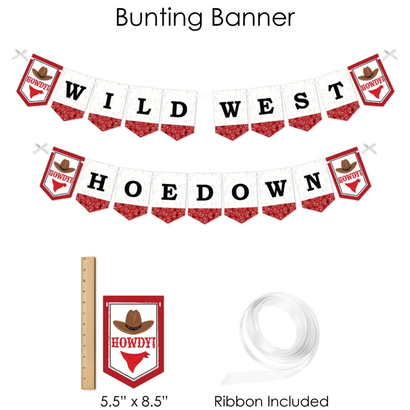 Big Dot of Happiness Western Hoedown - Wild West Cowboy Party Supplies - Banner Decoration Kit - Fundle Bundle