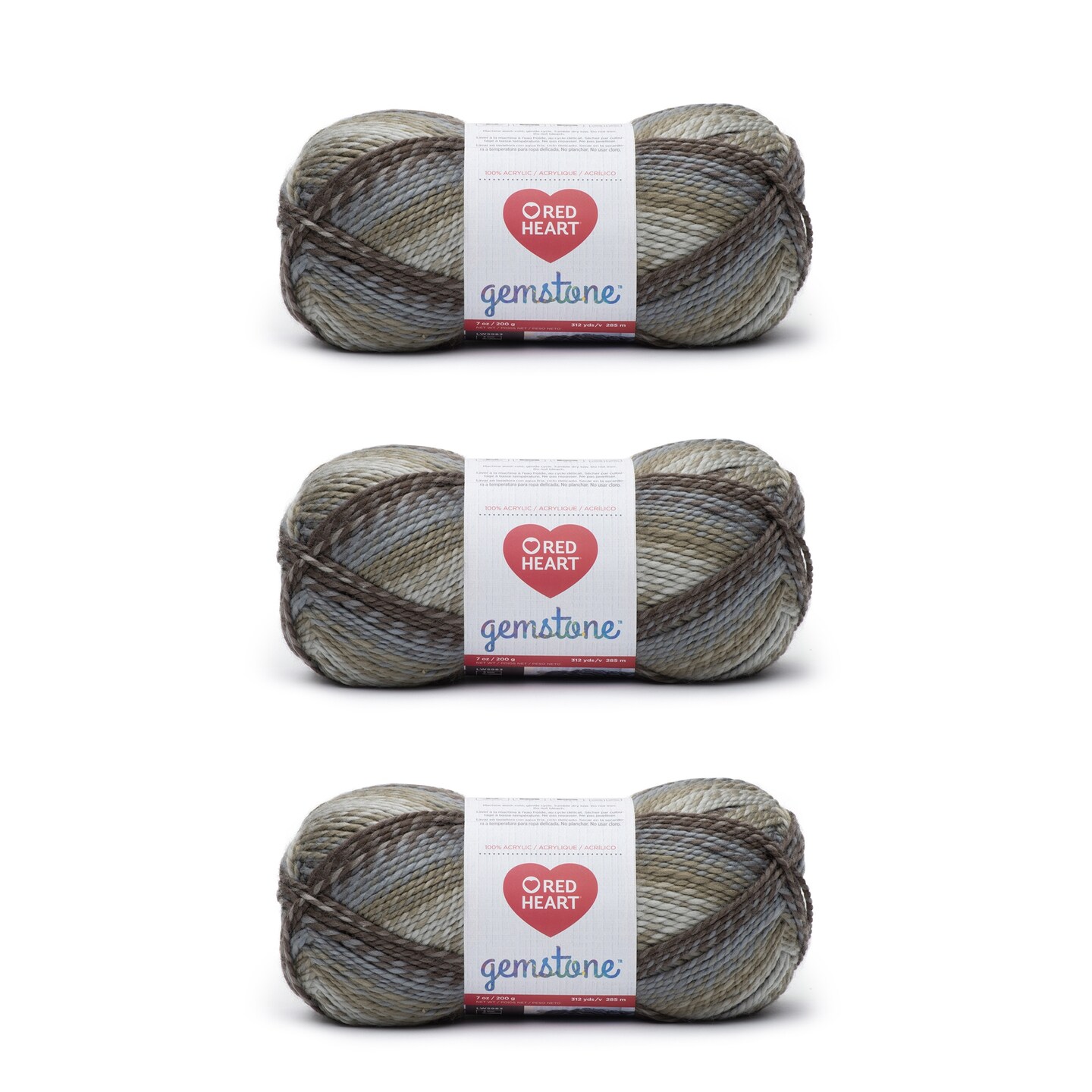 Red Heart Gemstone Diamond Yarn - 3 Pack of 200g/7oz - Acrylic - 5 Bulky - 312 Yards - Knitting/Crochet