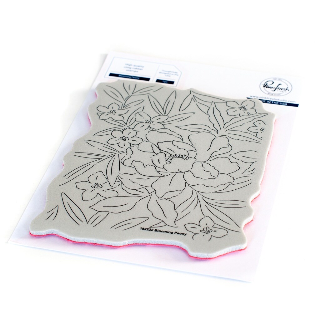 Pinkfresh Studio Cling Rubber Background Stamp A2-Blooming Peony