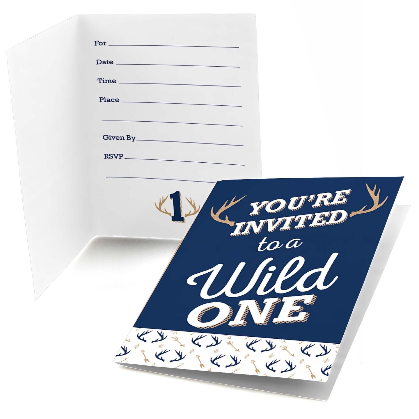 Big Dot of Happiness He's a Wild One - Fill In Deer 1st Birthday Party Invitations (8 count)