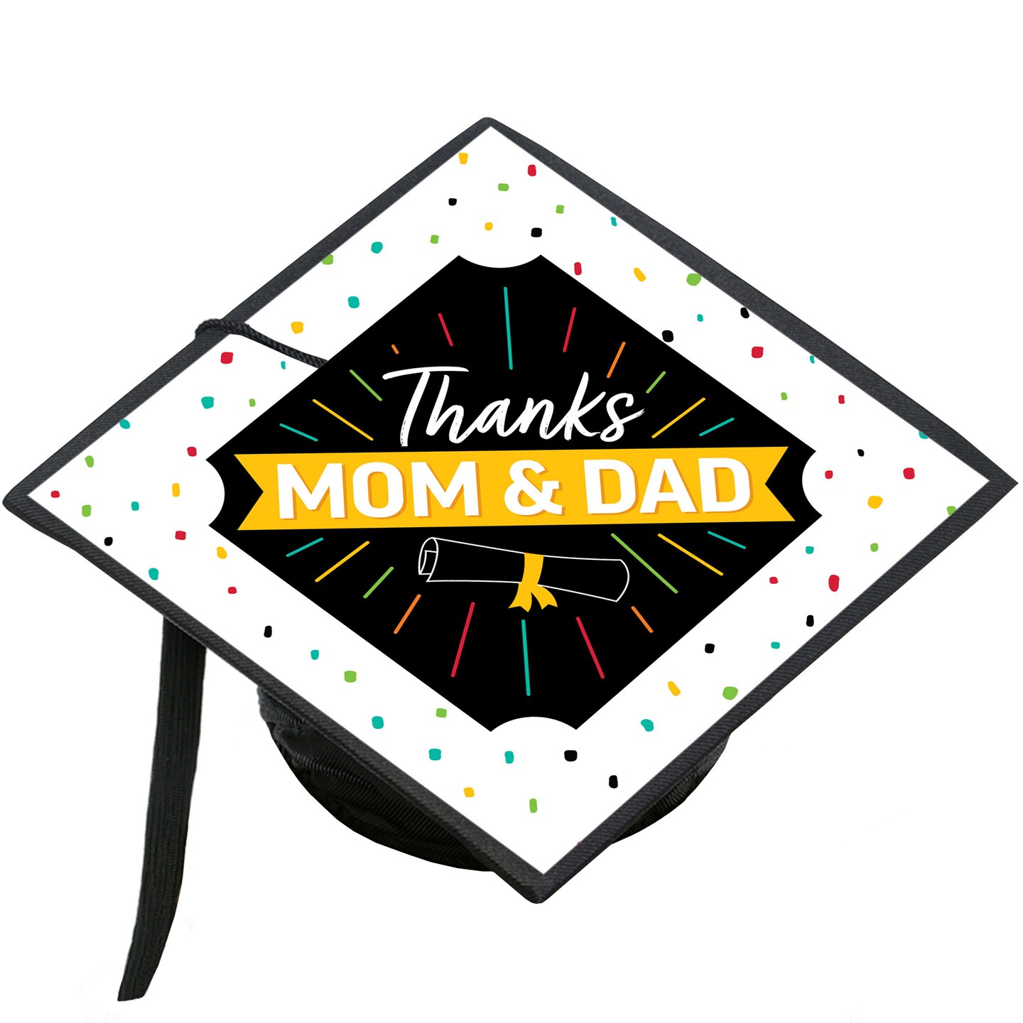 Big Dot of Happiness Thanks Mom and Dad - Graduation Cap Decorations Kit - Grad Cap Cover