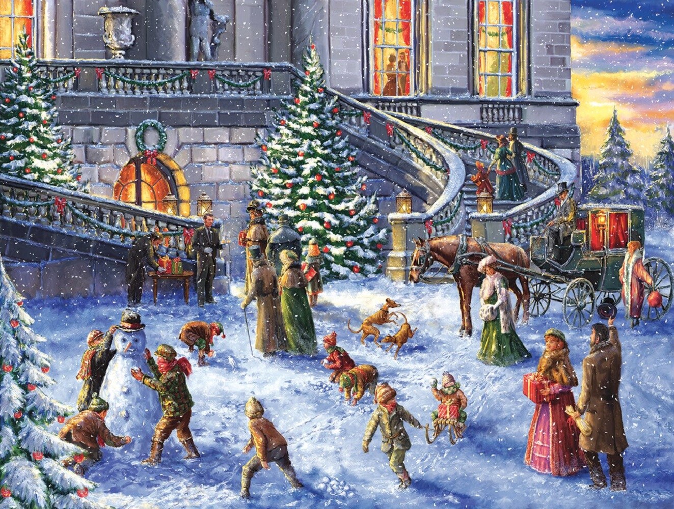 Sunsout A Traditional English Christmas 300 pc Christmas Jigsaw Puzzle 60617