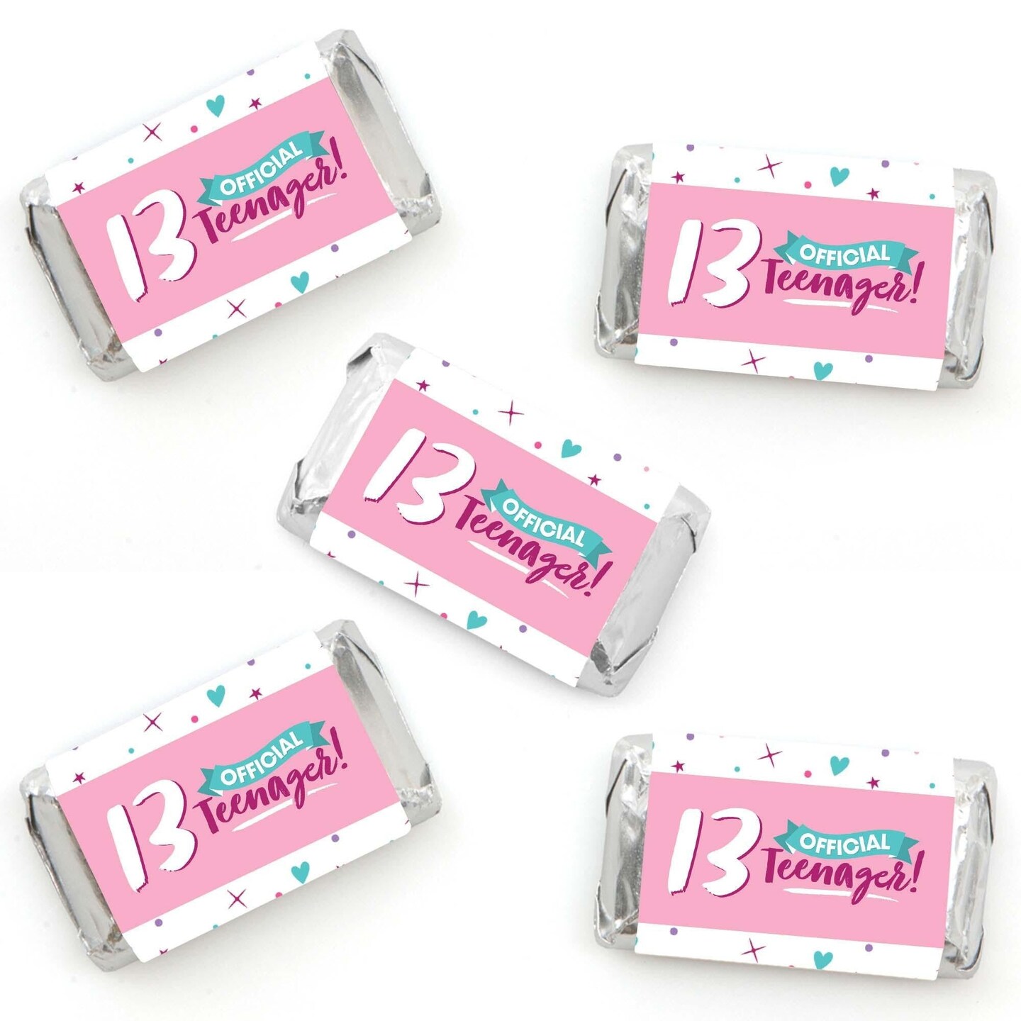 Big Dot of Happiness Girl 13th Birthday Mini Candy Bar Wrapper