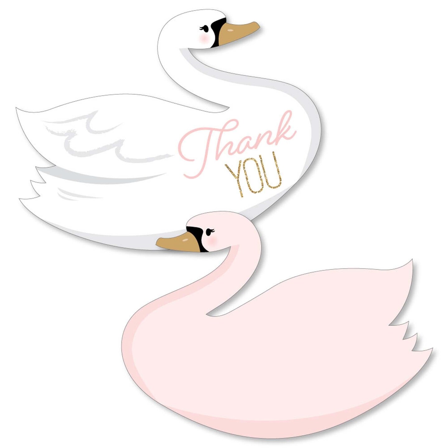 Big Dot of Happiness Swan Soiree - Shaped Thank You Cards - White Swan ...