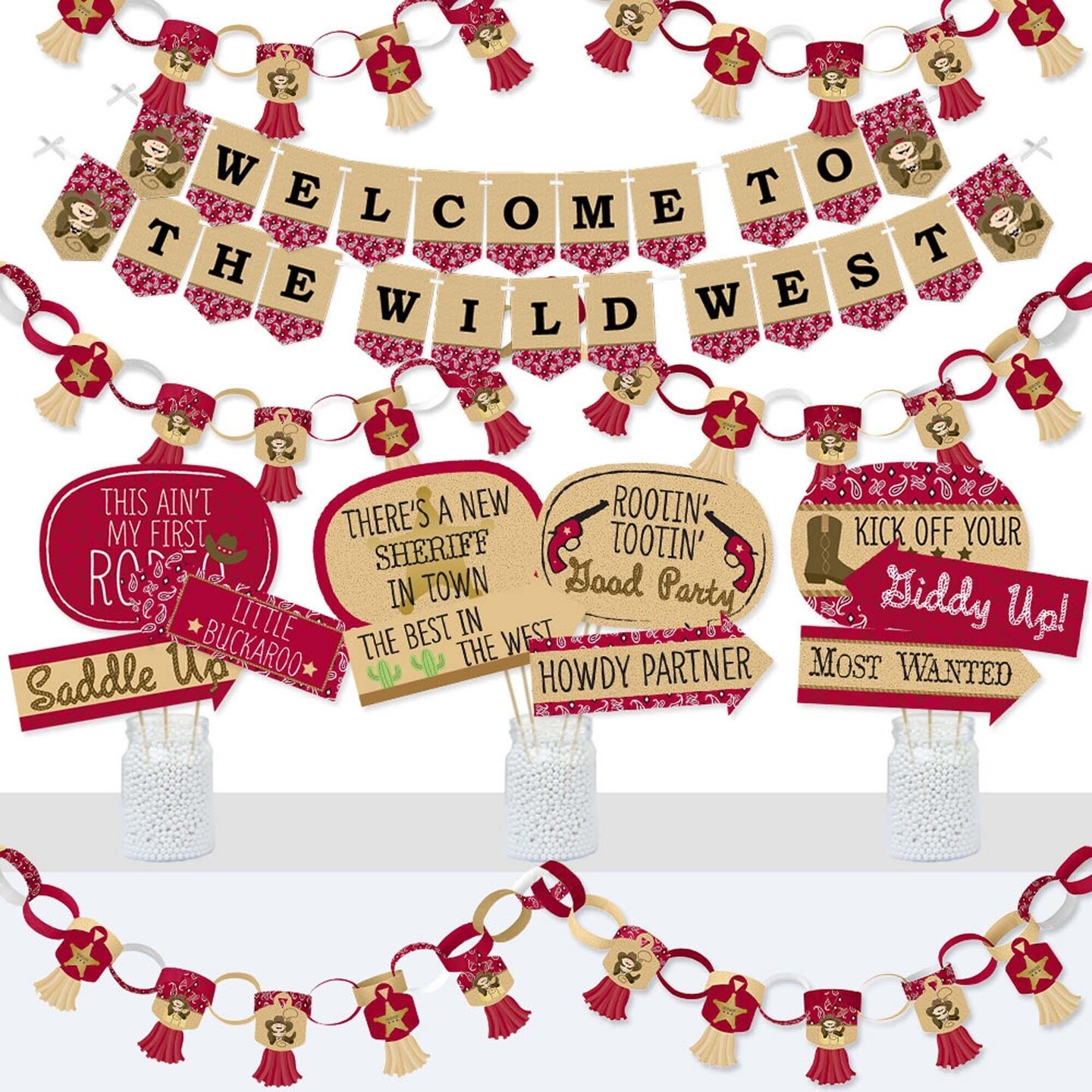 Big Dot Of Happiness Little Cowboy Banner And Photo Booth Decorations 