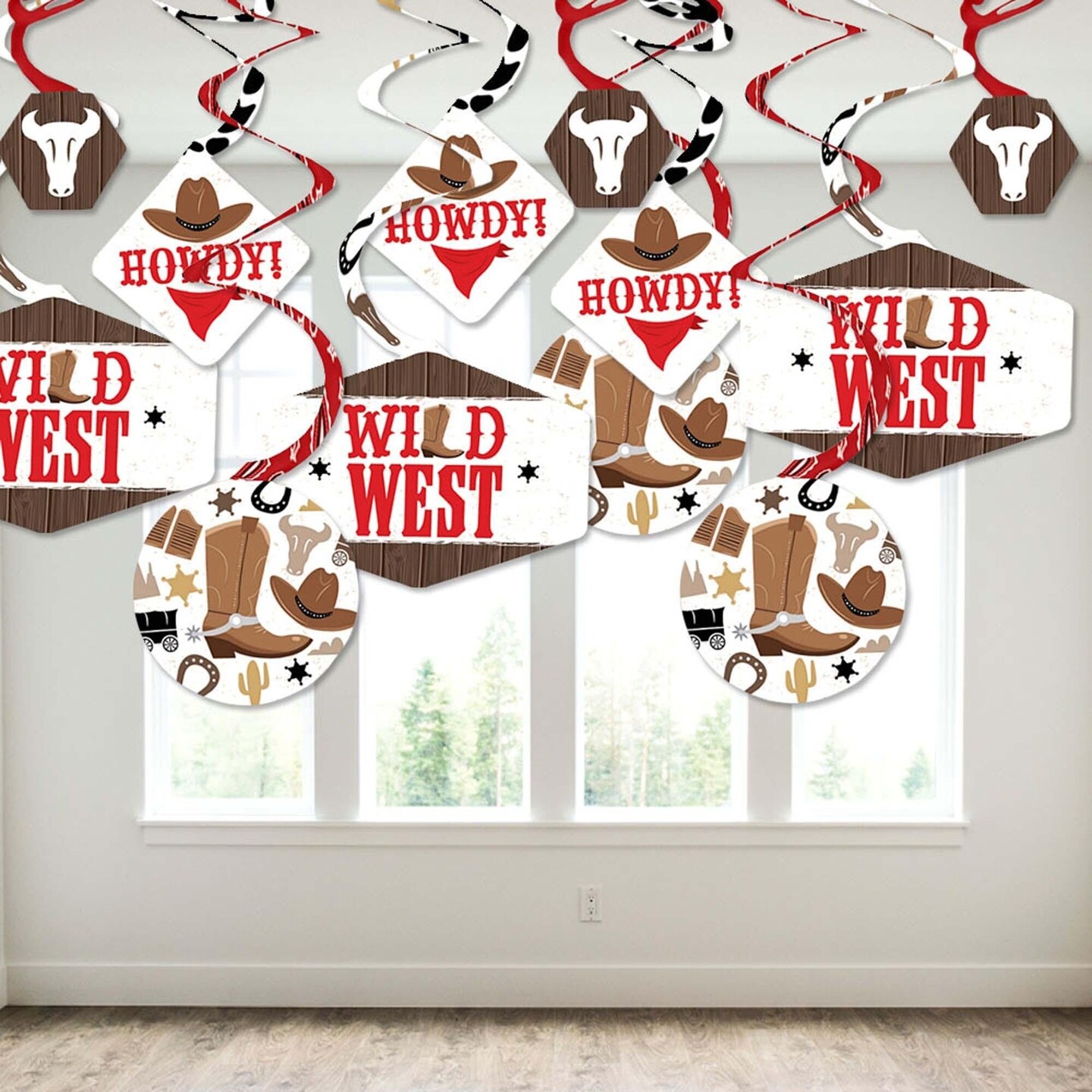 Big Dot of Happiness Western Hoedown - Wild West Cowboy Party Hanging Decor - Party Decoration Swirls - Set of 40