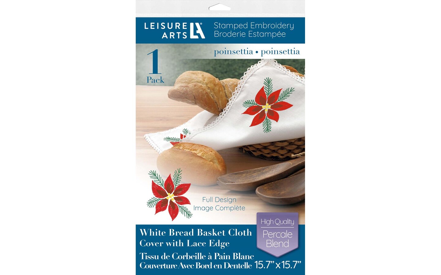Leisure Arts Bread & Basket Cloth 15.7"x15.7" Poinsettia, Stamp