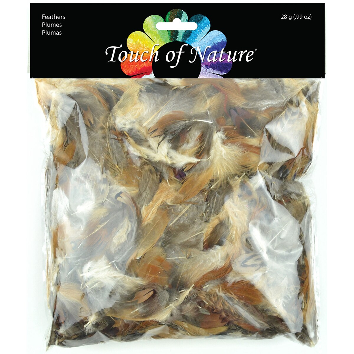 Touch Of Nature Packaged Feathers-Natural 28g