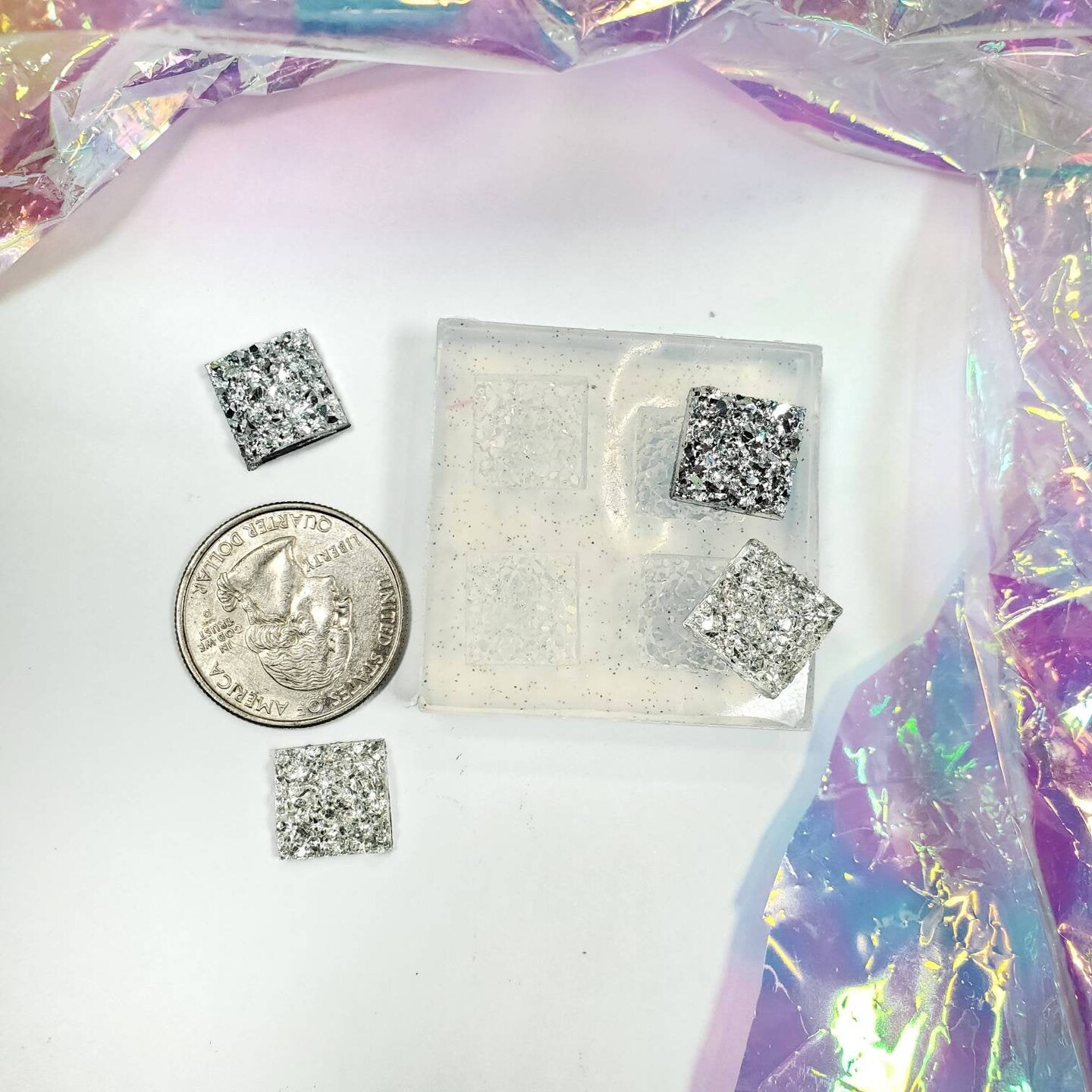 Square Druzy Chunky Stud Silicone Mold(B4)