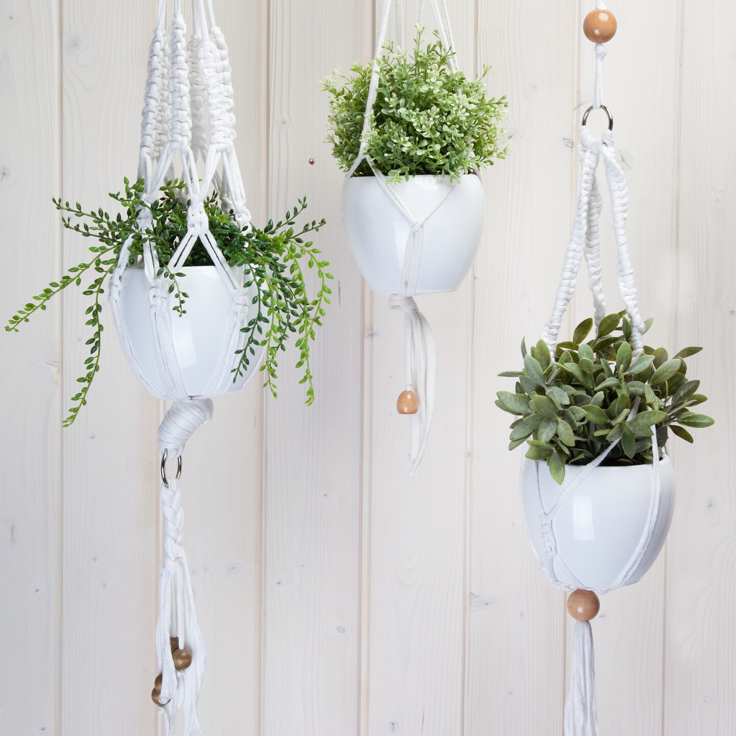 Multipack of 2 - Hoooked Macrame Hanging Basket Kit W/Zpagetti Yarn-White