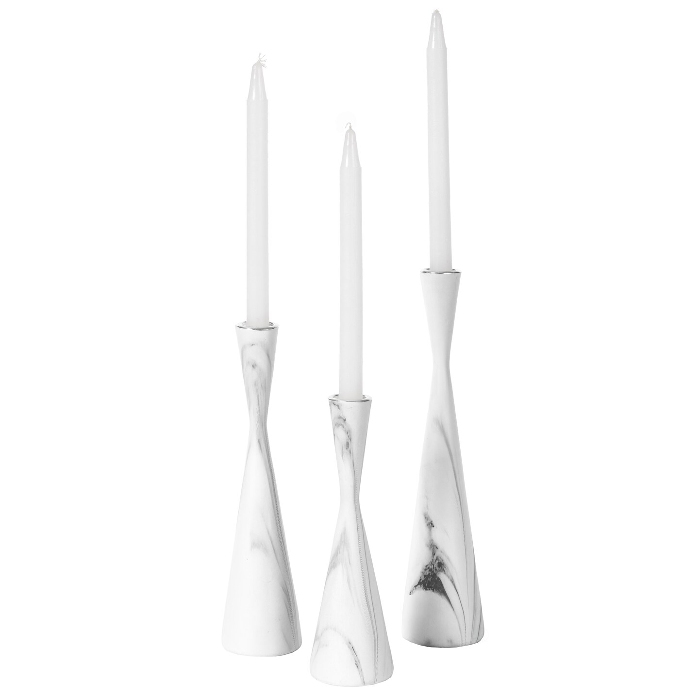 Marble Resin Candle Holders - Set of 3 Exquisite Decorative Taper Candlesticks for Luxurious Home Decor, Elegant Dining Table Centerpieces, Stylish Interior Accents, and Exclusive Event Illumination