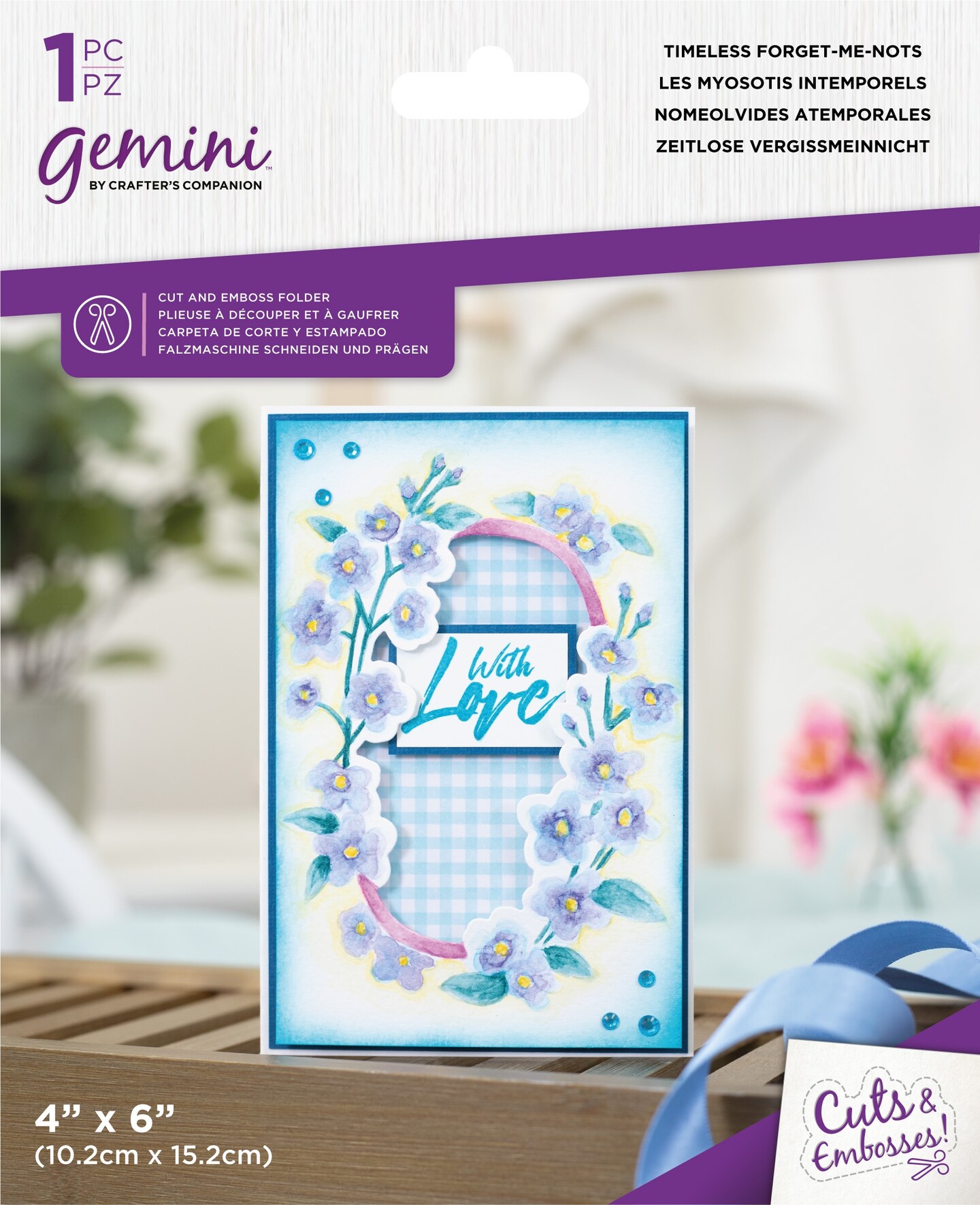 Gemini Cut And Emboss Folder 4&#x22;X6&#x22;-Timeless Forget-Me-Nots