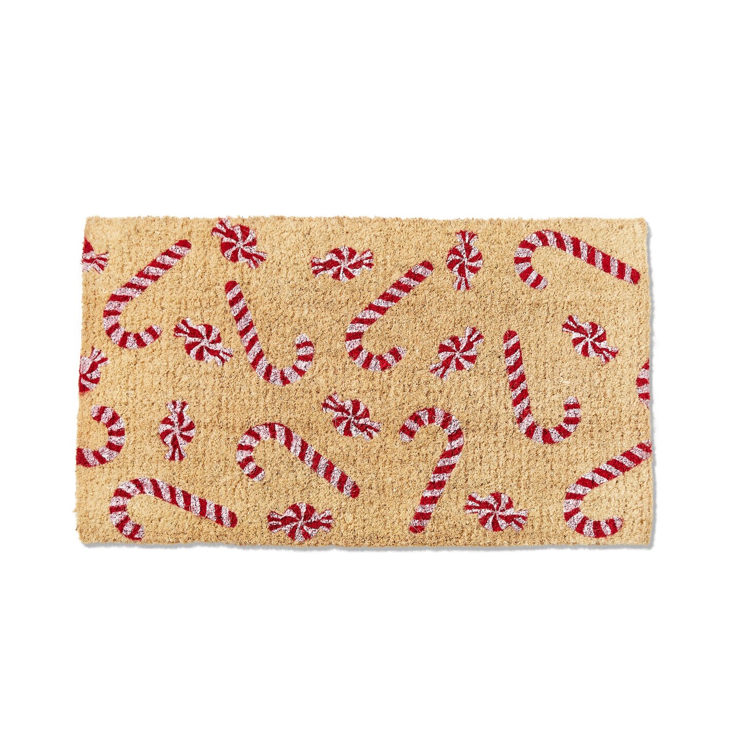 1&#x27;6&#x22;x2&#x27;6&#x22; Peppermint Candy Canes Coir Indoor/Outdoor Christmas Doormat