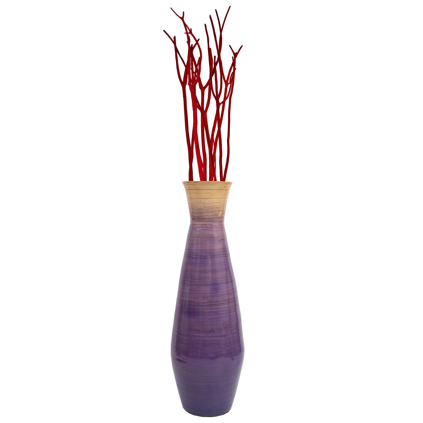 Uniquewise Classic Bamboo Floor Vase Handmade, For Dining, Living Room, Entryway, Fill Up With Dried Branches Or Flowers