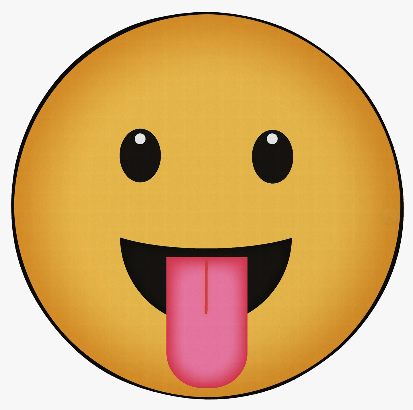 Deerlux Emoji Style Round Funny Smiley Face Kids Area Rug, Tongue Out Emoji Rug