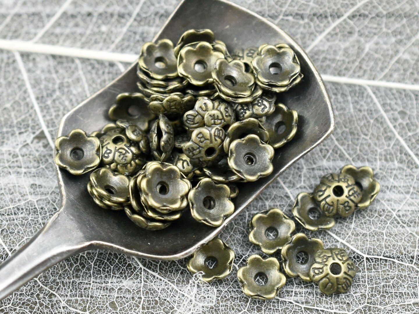 *100* 6mm Antique Bronze Bead Caps