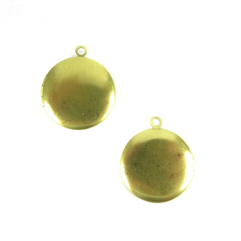 Vintage Brass Engraving Circle Locket ~ 20mm X 24mm (6x) (V495)