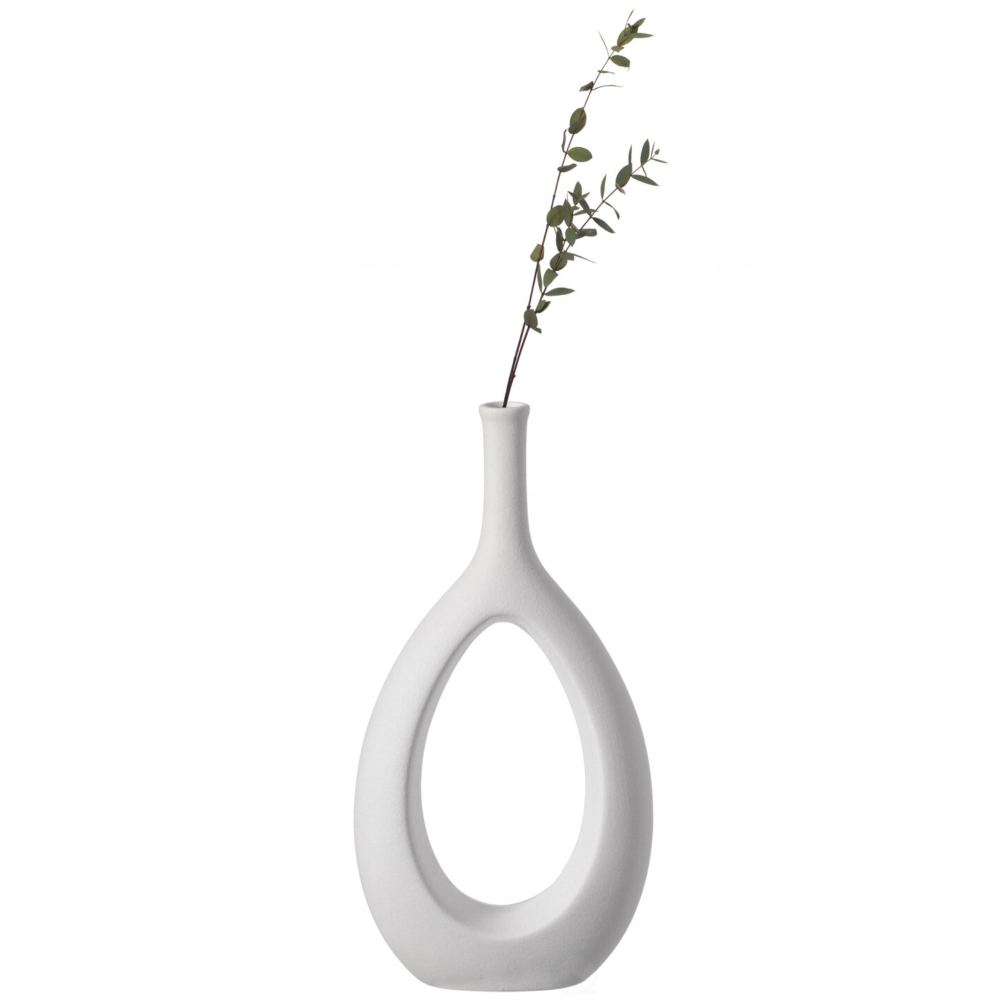 Contemporary White Ceramic Unique Shaped Flower Table Vase Centerpiece