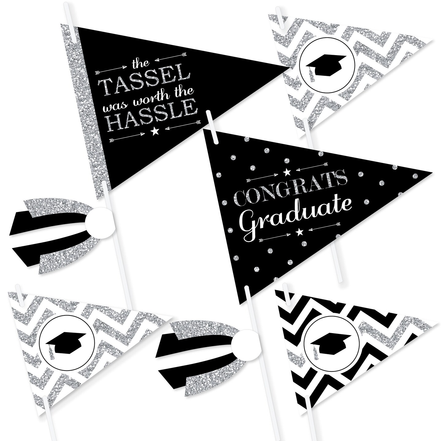 Big Dot Of Happiness Black And White Graduation Party Centerpieces