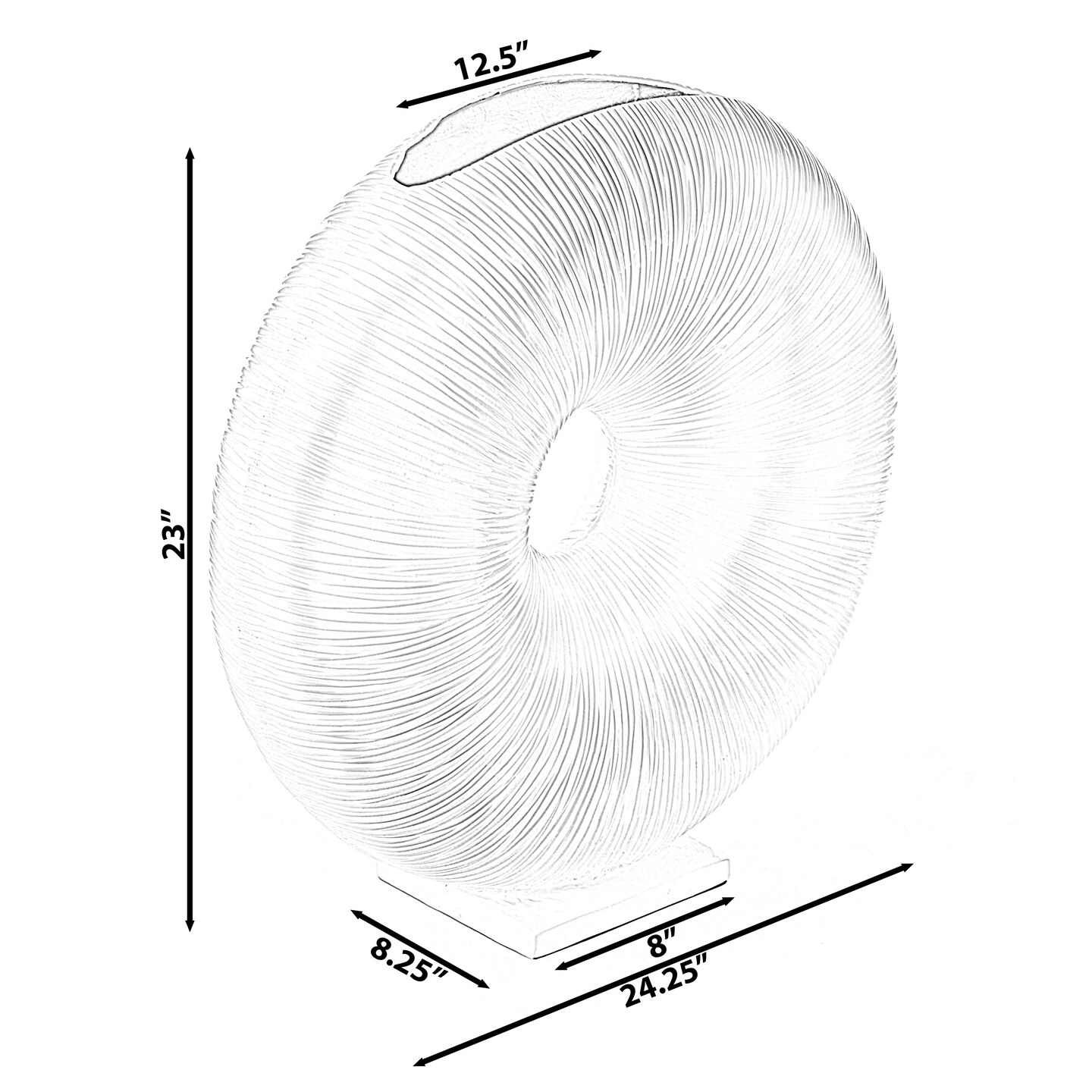 White Modern Round Flat Doughnut Hole Vase