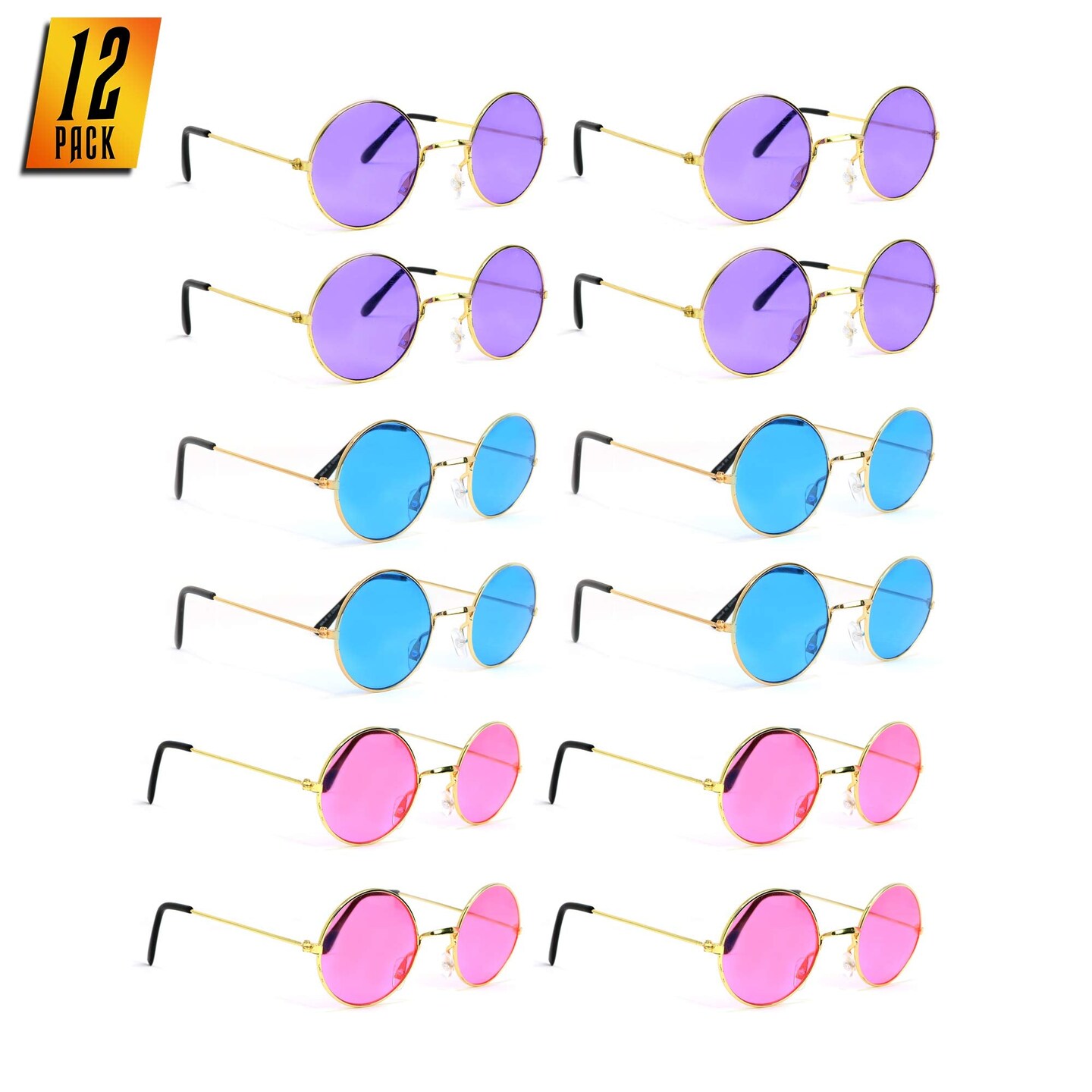 Round Hippie Sunglasses w/ Light Pink Rhinestones and Lenses