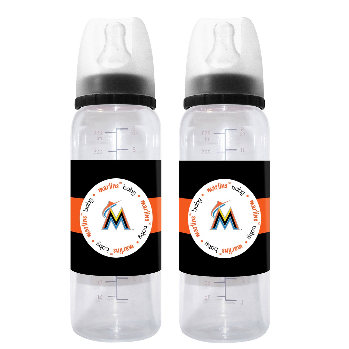 Baby Fanatic Officially Licensed 9oz Baby Bottle 2-pack - MLB Miami Marlins