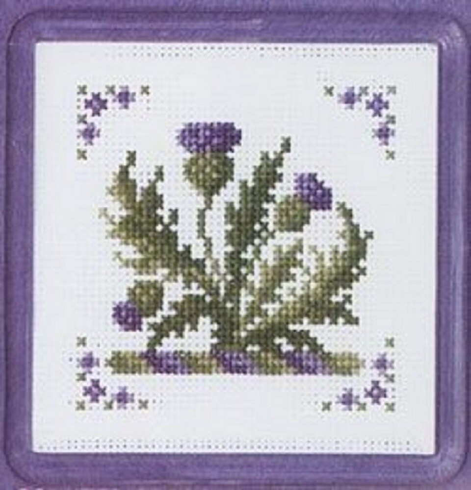 Textile Heritage Counted Cross Stitch Coaster Kit - Victorian Thistles
